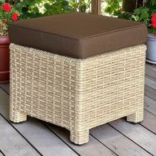 CAMBERTWELL PE wicker ottoman with brown cushion