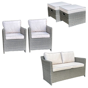 CARLTON - 6 Seater Outdoor Wicker Lounge & Sofas and Ottomans Set