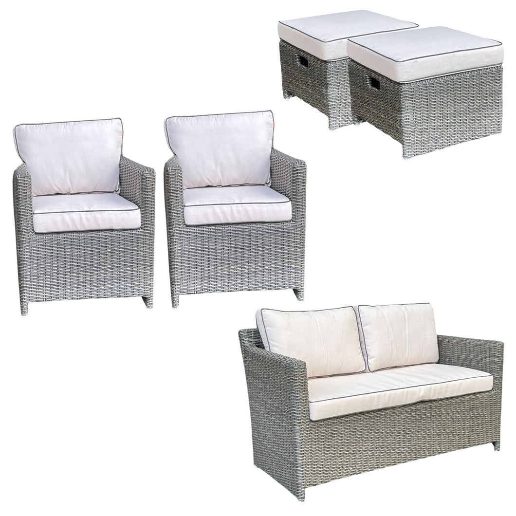 CARLTON - 6 Seater Outdoor Wicker Lounge & Sofas and Ottomans Set