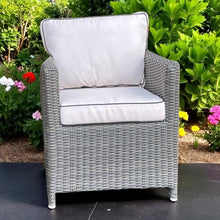 CARLTON grey wicker armchair with white cushions - DECOR STAR