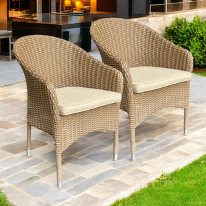 CLIFTON HILL - Set of 2 Outdoor PE Wicker Stackable Chairs with Cushions