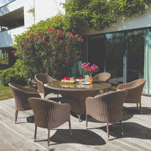 CLIFTON HILL - Spacious 7 Piece Outdoor PE Wicker Round Table Dining Set