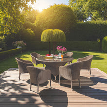 CLIFTON HILL - Spacious 7 Piece Outdoor PE Wicker Round Table Dining Set