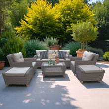 DONCASTER Outdoor patio furniture set with cushions in a garden setting - DECOR STAR
