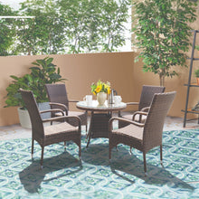 DONVALE - 5 Piece Balcony Patio Round Table and Stacking Chair Set