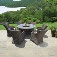 RICHMOND - 8 Piece Outdoor Wicker Round Dining Set with Lazy Susan