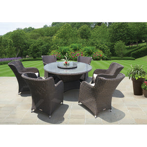 Outdoor Wicker Dining Round Table DIA140cm with Lazy-Susan