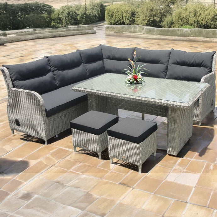 Armadale Outdoor PE Wicker Reclining Corner Lounge Set with Ottomans (No Table)