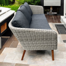 MORNINGTON - 5 Seater Outdoor Timber Legs Wicker 3 Seater Lounge & Armchairs