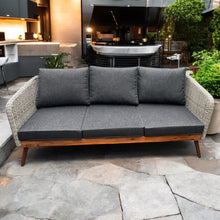 MORNINGTON - 5 Seater Outdoor Timber Legs Wicker 3 Seater Lounge & Armchairs