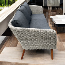 MORNINGTON - 5 Seater Outdoor Timber Legs Wicker 3 Seater Lounge & Armchairs