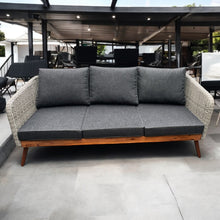 MORNINGTON - 5 Seater Outdoor Timber Legs Wicker 3 Seater Lounge & Armchairs