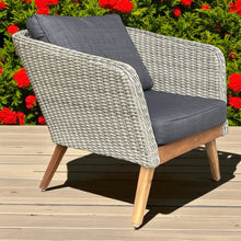 MORNINGTON - 5 Seater Outdoor Timber Legs Wicker 3 Seater Lounge & Armchairs