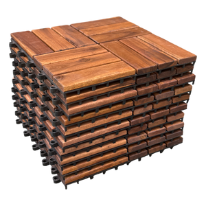 VICTORIA - 10pcs Modular Acacia Timber Decking Garden Flooring Tiles