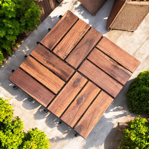 VICTORIA - 10pcs Modular Acacia Timber Decking Garden Flooring Tiles