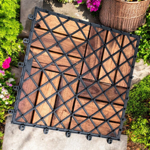 VICTORIA - 10pcs Modular Acacia Timber Decking Garden Flooring Tiles