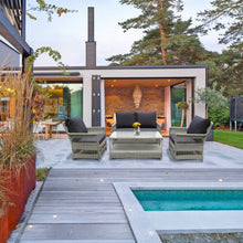 EAGLEMONT 4-seater outdoor patio furniture with grey wicker and dark cushions - DECOR STAR