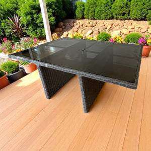 ELWOOD - Outdoor Wicker Large Rectangle Dining Table (W195xD125xH70cm)