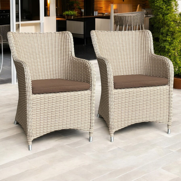 EPPING - Set of 2 Outdoor PE Wicker Balcony Chairs with Cushions