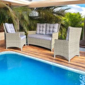 ESSENDON - High Quality 4 Seater PE Wicker 2 Seater Lounge & Armchairs
