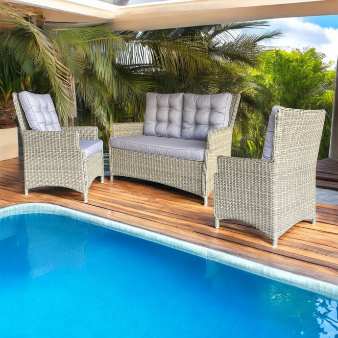 ESSENDON - High Quality 4 Seater PE Wicker 2 Seater Lounge & Armchairs
