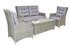 ESSENDON - High Quality 4 Seater Wicker Rectangle Coffee Table Lounge Set