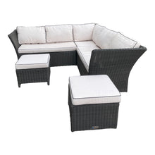 HAMPTON - Outdoor Wicker Corner Lounge with Ottomans Footstools