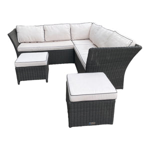 HAMPTON - Outdoor Wicker Corner Lounge with Ottomans Footstools
