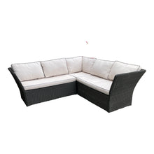 HAMPTON - Outdoor Wicker Corner Lounge with Ottomans Footstools