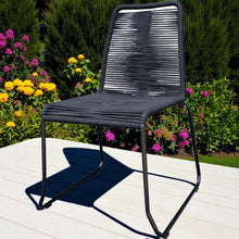 HEATHMONT Black woven chair on a wooden deck - DECOR STAR