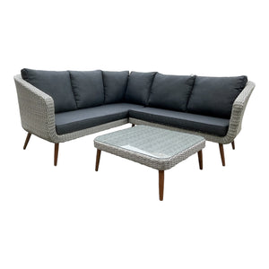 MITCHAM - 5 Seater Timber Wicker Corner Lounge Set