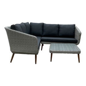 MITCHAM - 5 Seater Timber Wicker Corner Lounge Set