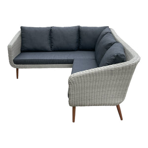 MITCHAM - 5 Seater Timber Wicker Corner Lounge Set