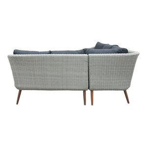MITCHAM - 5 Seater Timber Wicker Corner Lounge Set