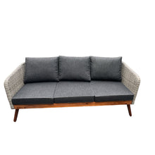 MORNINGTON - 5 Seater Outdoor Timber Legs Wicker Lounge (No Table)