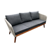 MORNINGTON - 5 Seater Outdoor Timber Legs Wicker Lounge (No Table)