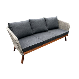 MORNINGTON - 5 Seater Outdoor Timber Legs Wicker Lounge (No Table)
