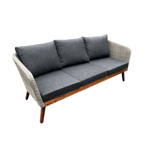 MORNINGTON - Triple Seater Outdoor Wicker Timber Sofa