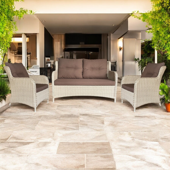 MONT ALBERT - 4 Seater Wicker Outdoor 2 Seater Lounge and 2x Single Sofa Set