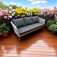 MORNINGTON - Triple Seater Outdoor Wicker Timber Sofa