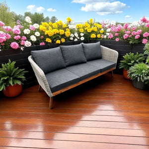 MORNINGTON - Triple Seater Outdoor Wicker Timber Sofa