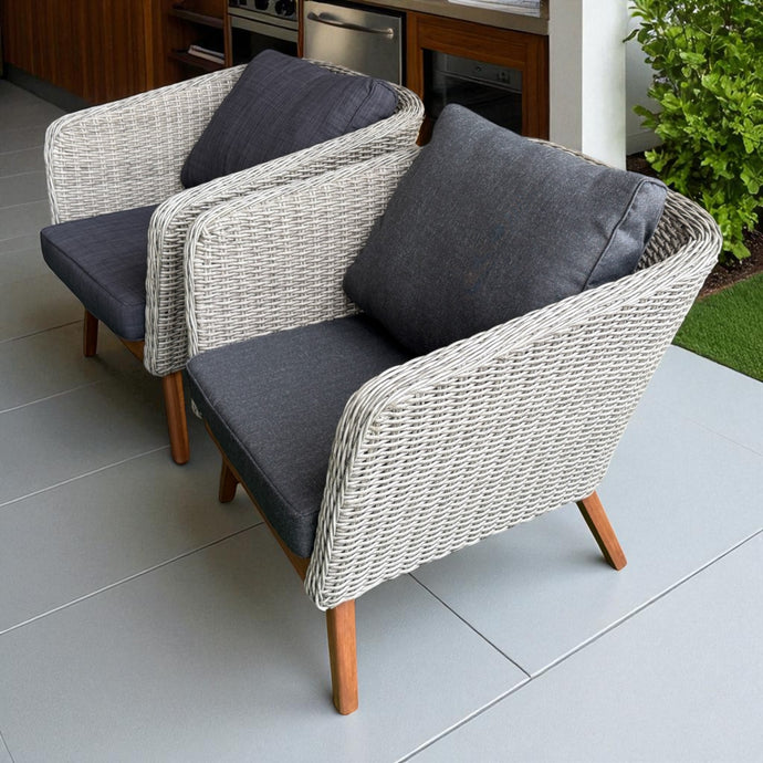 MORNINGTON - Single Seater Wicker Timber Sofa (Set of 2)