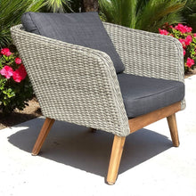 MORNINGTON - 5 Seater Outdoor Timber Legs Wicker 3 Seater Lounge & Armchairs