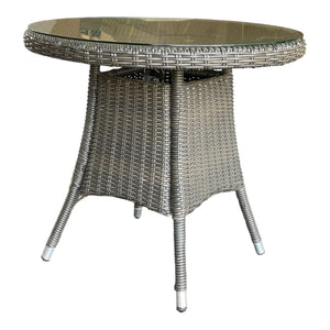 NIDDRIE - 3 Piece Outdoor Wicker Round Table and Stacking Armchair Set