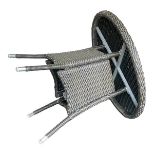 NIDDRIE - 3 Piece Outdoor Wicker Round Table and Stacking Armchair Set
