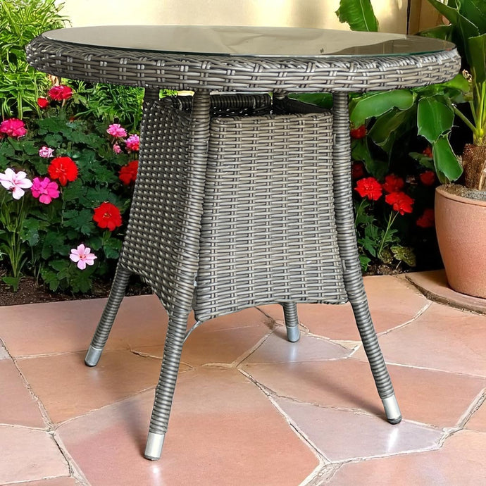 NIDDRIE - Outdoor Wicker 80cm Round Coffee Table (DIA80xH73cm)