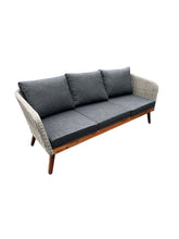 MORNINGTON - 5 Seater Outdoor Timber Table Wicker Lounge Set