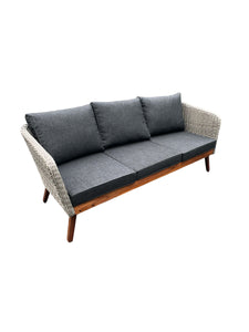 MORNINGTON - 5 Seater Outdoor Timber Table Wicker Lounge Set