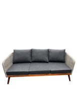 MORNINGTON - 5 Seater Outdoor Timber Table Wicker Lounge Set