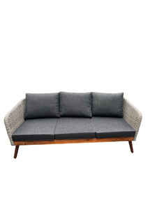 MORNINGTON - 5 Seater Outdoor Timber Table Wicker Lounge Set